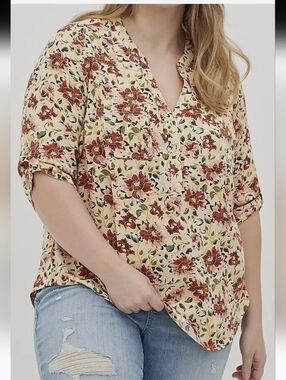 Torrid Harper Floral Rayon Twill Pullover Popover Top Tunic Shirt Size 2x